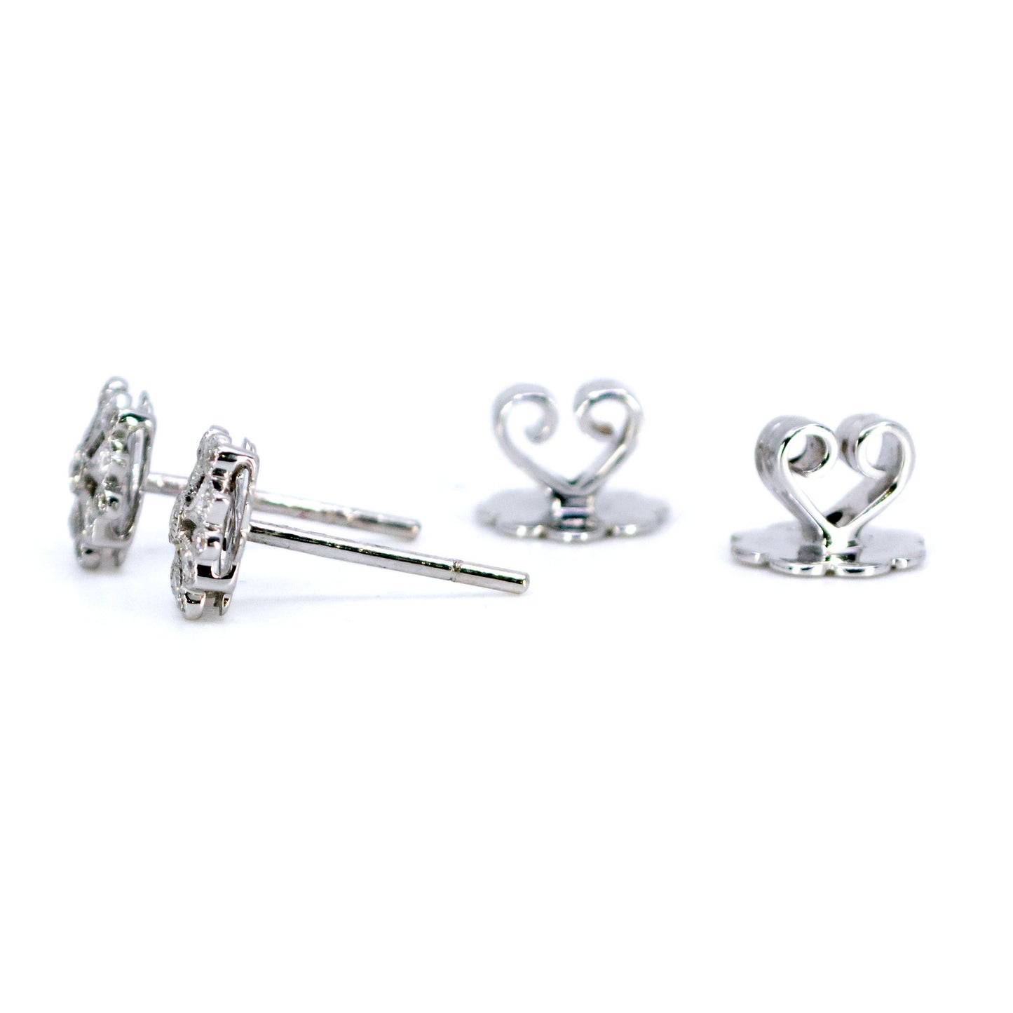 Modern 18 Carat White Gold Diamond Fancy Cluster Stud Earrings, 0.20 Carat