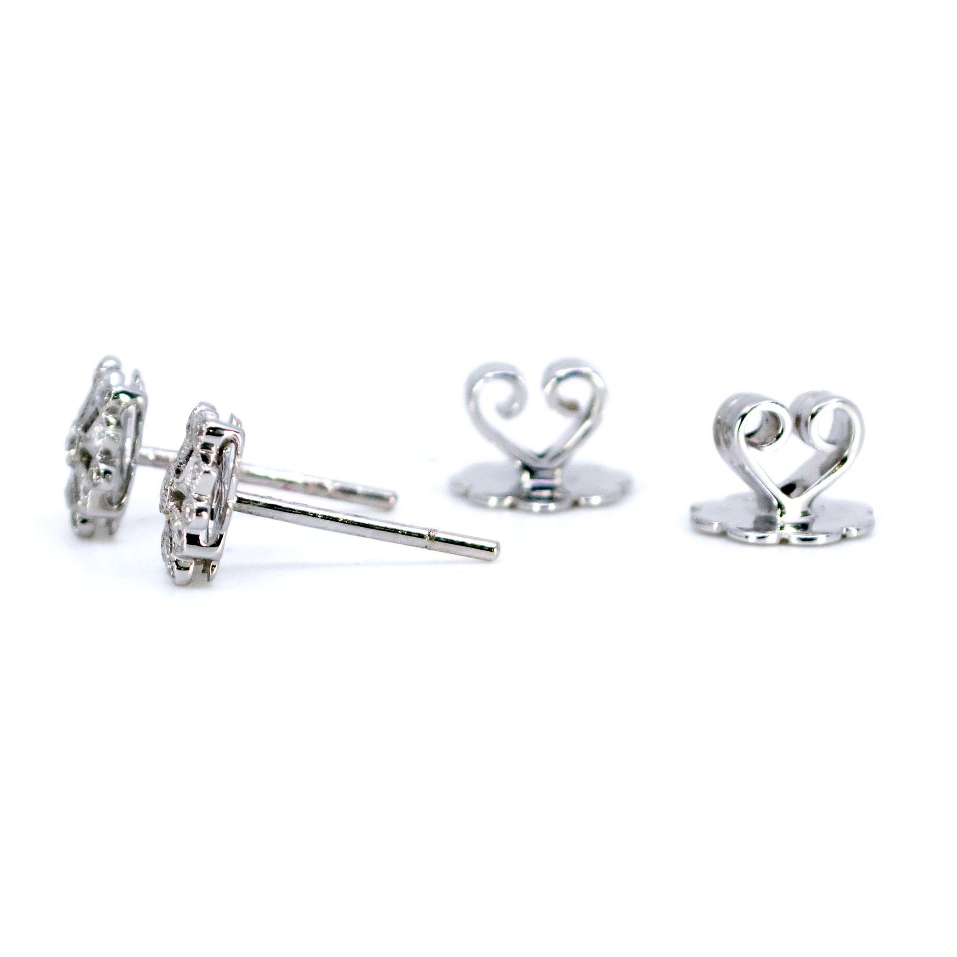 Modern 18 Carat White Gold Diamond Fancy Cluster Stud Earrings, 0.20 Carat