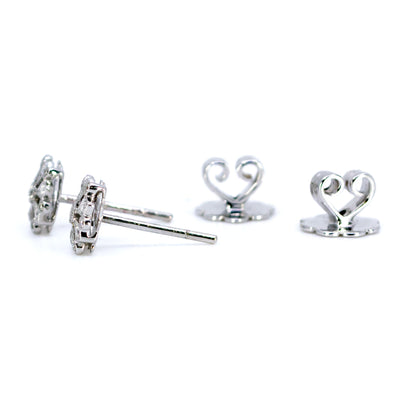 Modern 18 Carat White Gold Diamond Fancy Cluster Stud Earrings, 0.20 Carat
