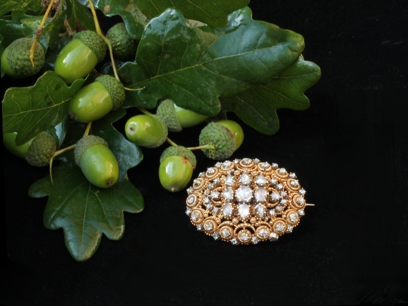 Antique Victorian Dutch Rose Cut Diamond Filigree Brooch