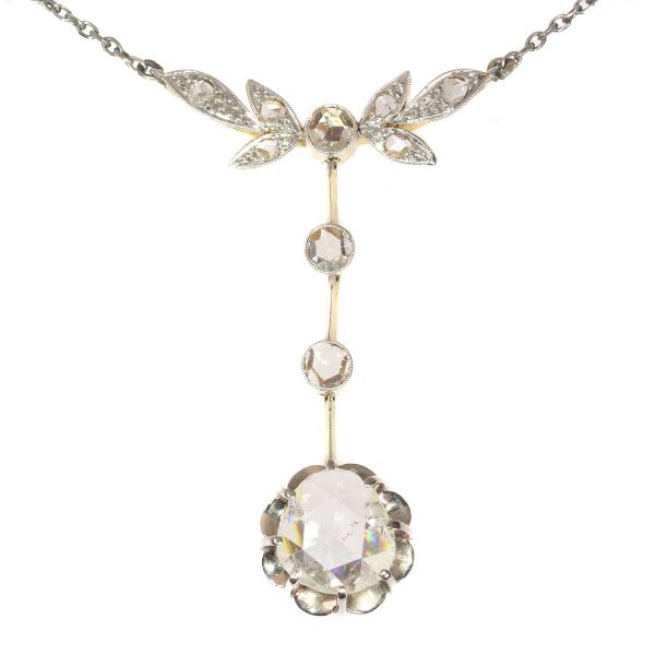 Antique Art Deco Large Rose Cut Diamond Pendant
