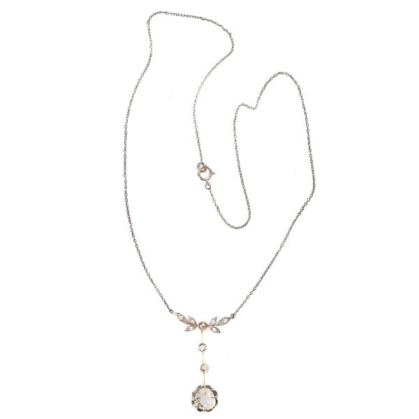 Antique Art Deco Large Rose Cut Diamond Pendant