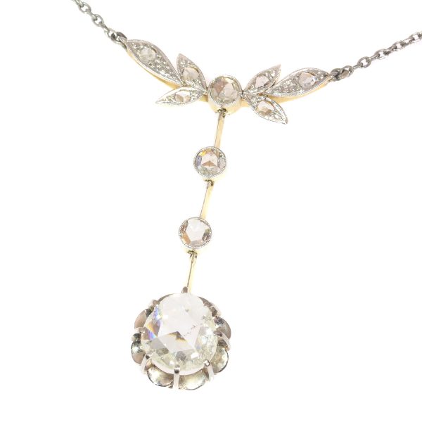 Antique Art Deco Large Rose Cut Diamond Pendant