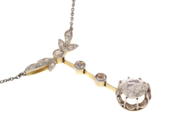 Antique Art Deco Large Rose Cut Diamond Pendant