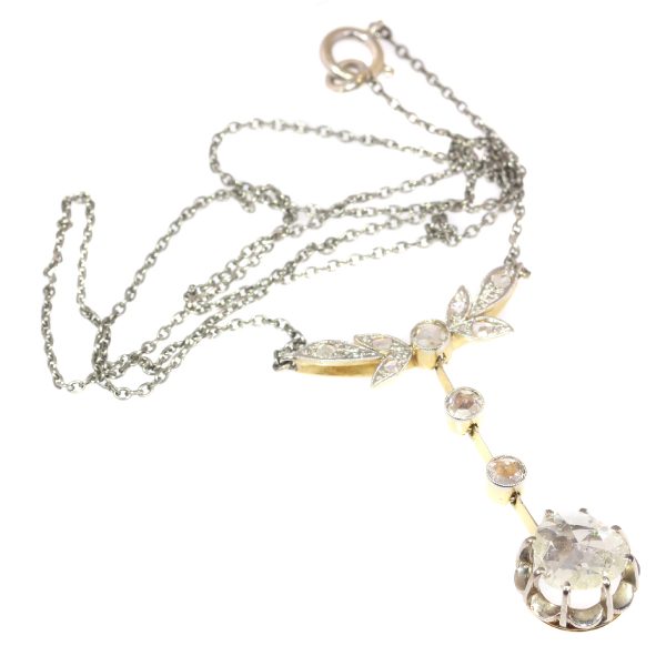 Antique Art Deco Large Rose Cut Diamond Pendant