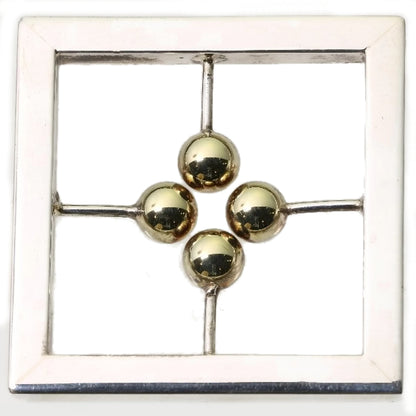 Vintage Chris Steenbergen Rectangular Gold and Silver Brooch