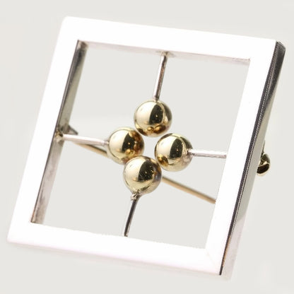 Vintage Chris Steenbergen Rectangular Gold and Silver Brooch