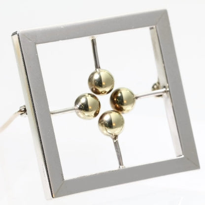 Vintage Chris Steenbergen Rectangular Gold and Silver Brooch