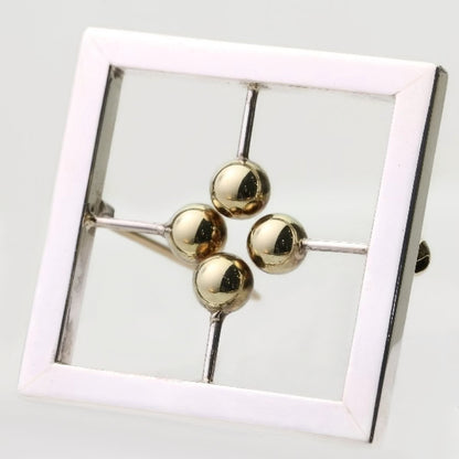 Vintage Chris Steenbergen Rectangular Gold and Silver Brooch