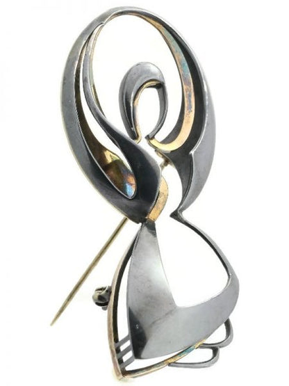 Vintage Chris Steenbergen Gold and Silver Brooch 'The Rope Jumper'