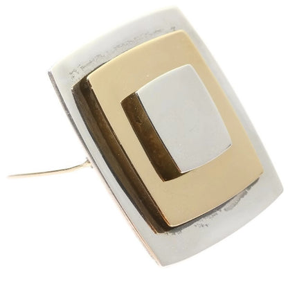 Vintage Chris Steenbergen Gold and Silver Square Brooch