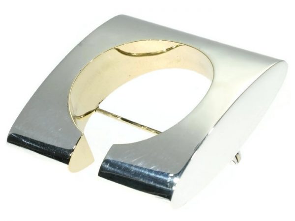 Vintage Chris Steenbergen Silver and Yellow Gold Brooch