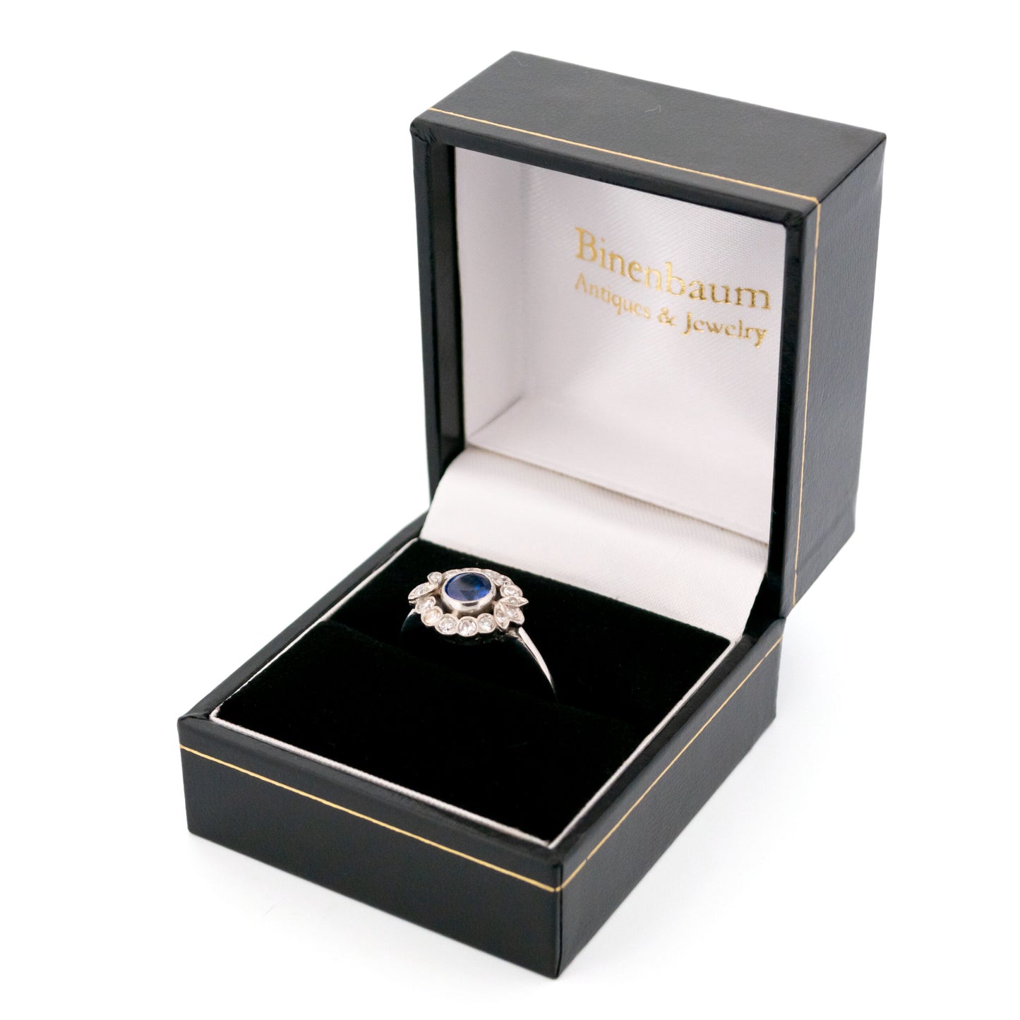 Vintage Platinum, Sapphire and Diamond Flower Cluster Ring, 0.75 Carat