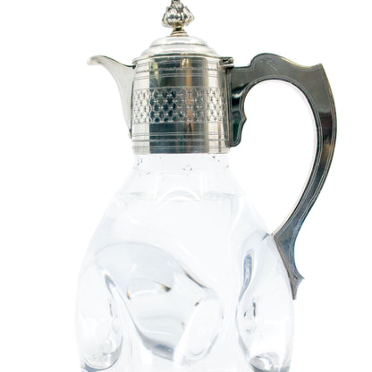 Edwardian Sterling Silver Glass Claret Jug, Hallmarked London 1910