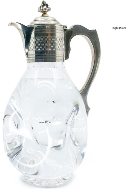 Edwardian Sterling Silver Glass Claret Jug, Hallmarked London 1910
