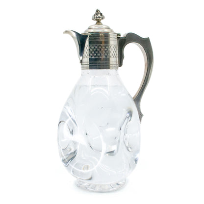 Edwardian Sterling Silver Glass Claret Jug, Hallmarked London 1910