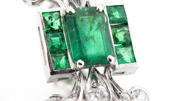 3.80ct Natural Colombian Emerald, Diamond and Platinum Earrings. With Certificate