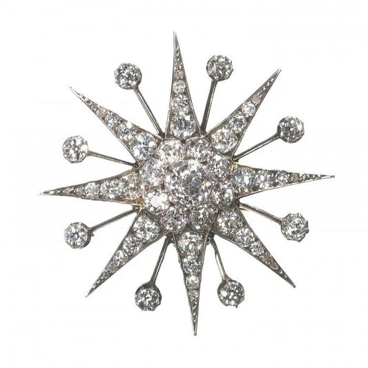 Antique Victorian 7ct Old Cut Diamond Star Brooch