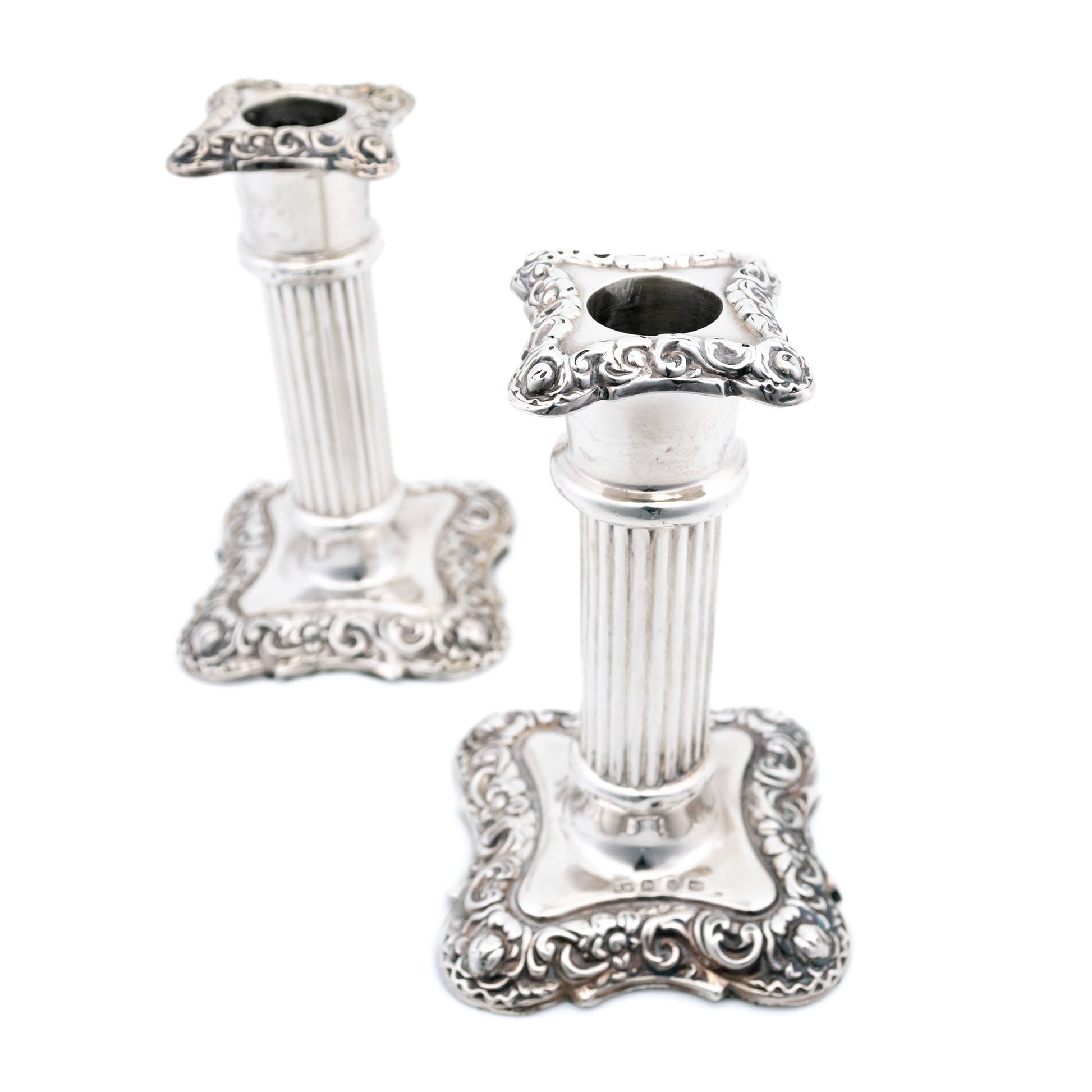 Victorian Sterling Silver Pair of Candlesticks by Thomas White, Dated 1896