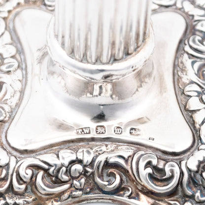 Victorian Sterling Silver Pair of Candlesticks by Thomas White, Dated 1896