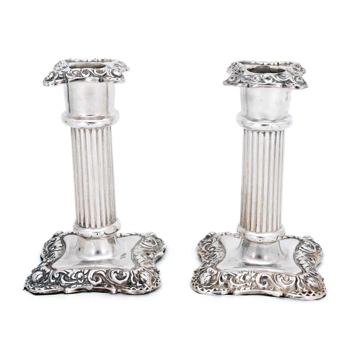 Victorian Sterling Silver Pair of Candlesticks by Thomas White, Dated 1896