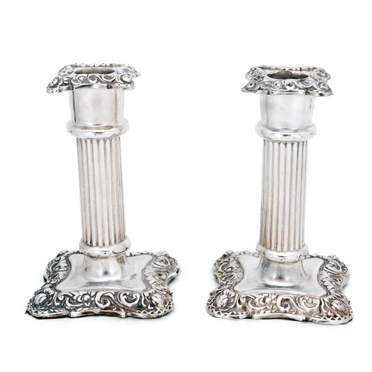 Victorian Sterling Silver Pair of Candlesticks by Thomas White, Dated 1896