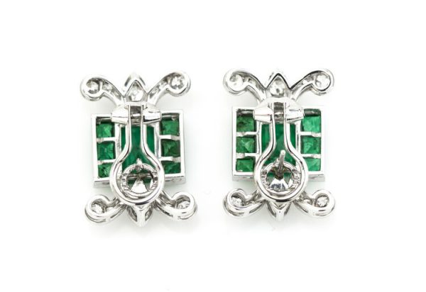 3.80ct Natural Colombian Emerald, Diamond and Platinum Earrings. With Certificate