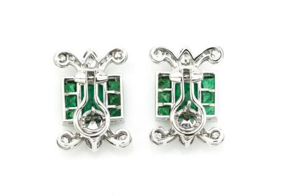 3.80ct Natural Colombian Emerald, Diamond and Platinum Earrings. With Certificate