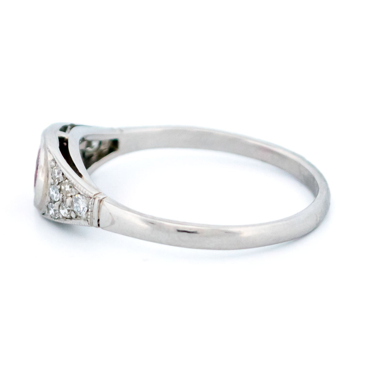Vintage Ruby, Diamond and Platinum Art Deco Style Ring, 0.77 Carat