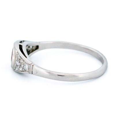 Vintage Ruby, Diamond and Platinum Art Deco Style Ring, 0.77 Carat