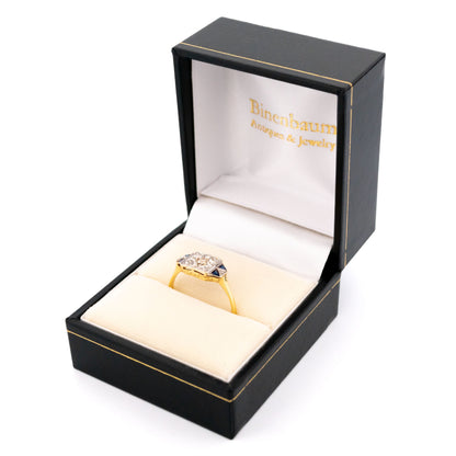 Art Deco 18 Carat Yellow and White Gold Sapphire and Diamond Ring