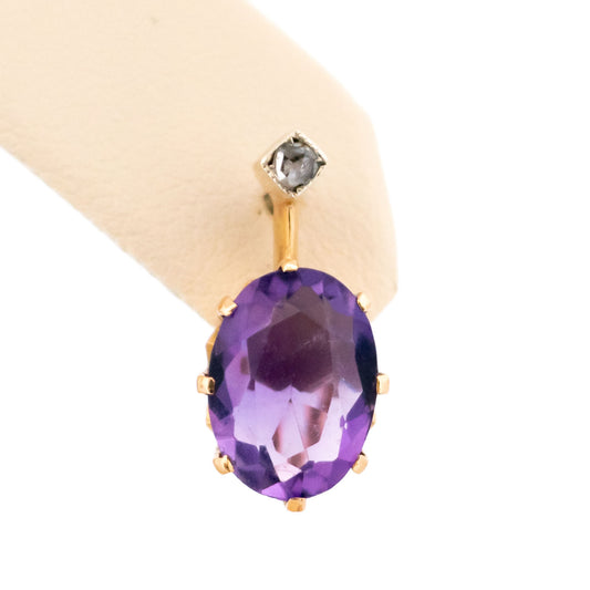 Victorian 14 Carat Gold Amethyst and Diamond Drop Earrings, 2.00 Carats