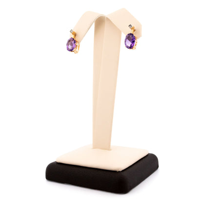 Victorian 14 Carat Gold Amethyst and Diamond Drop Earrings, 2.00 Carats