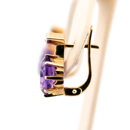 Victorian 14 Carat Gold Amethyst and Diamond Drop Earrings, 2.00 Carats