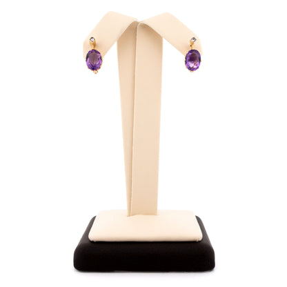 Victorian 14 Carat Gold Amethyst and Diamond Drop Earrings, 2.00 Carats