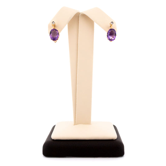 Victorian 14 Carat Gold Amethyst and Diamond Drop Earrings, 2.00 Carats