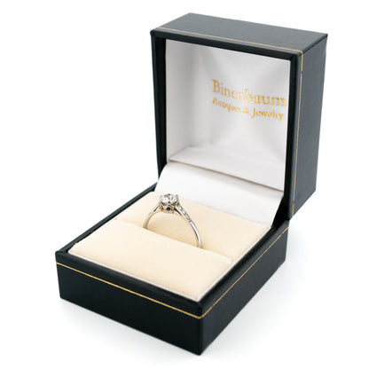 Platinum Old European Cut Diamond and Sapphire Engagement Ring