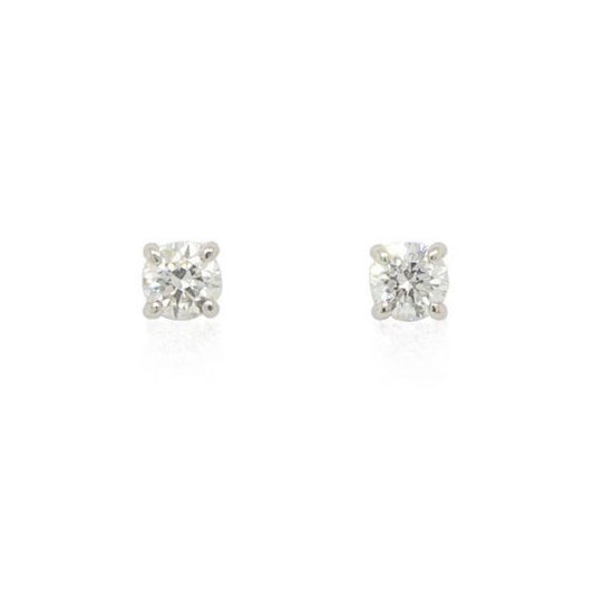 Pair of 0.50ct Diamond and 18ct White Gold Single Stone Stud Earrings; Diamonds: combined weight 0.50 carats, assessed as F/G in colour and VS in clarity.
