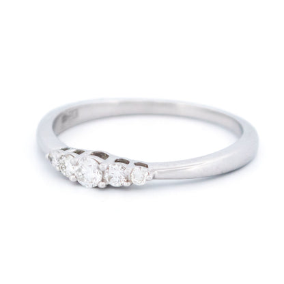 A graduated five stone diamond ring in white gold