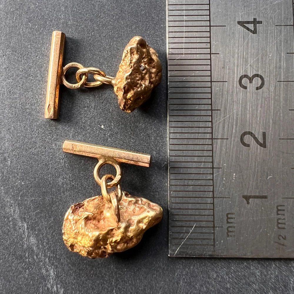 Unusual French Natural Gold Nugget Cufflinks