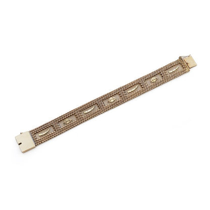 Vintage 18ct Yellow Gold Braid Openwork Bracelet bead leaf decoration