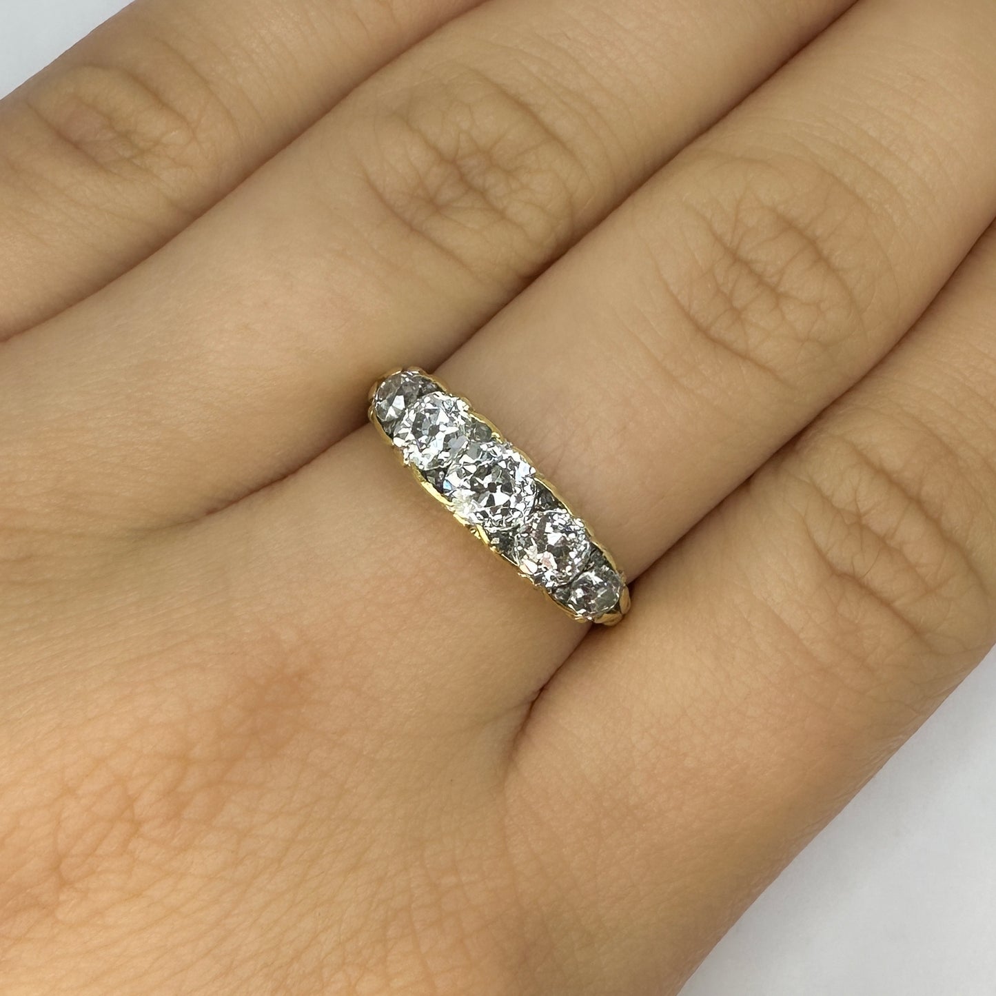 Late Victorian Antique 2ct Old Cut Diamond Five Stone Ring