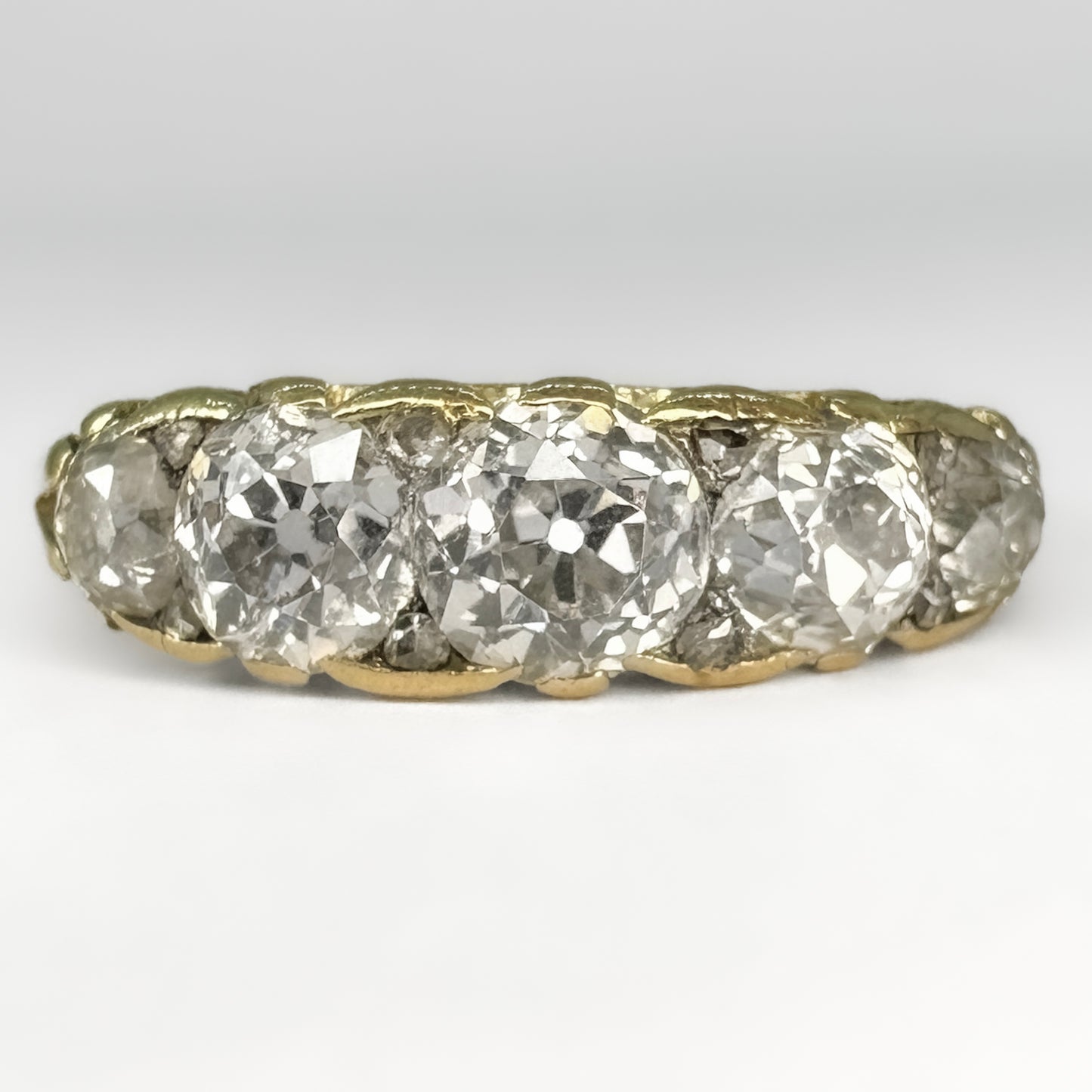 Late Victorian Antique 2ct Old Cut Diamond Five Stone Ring