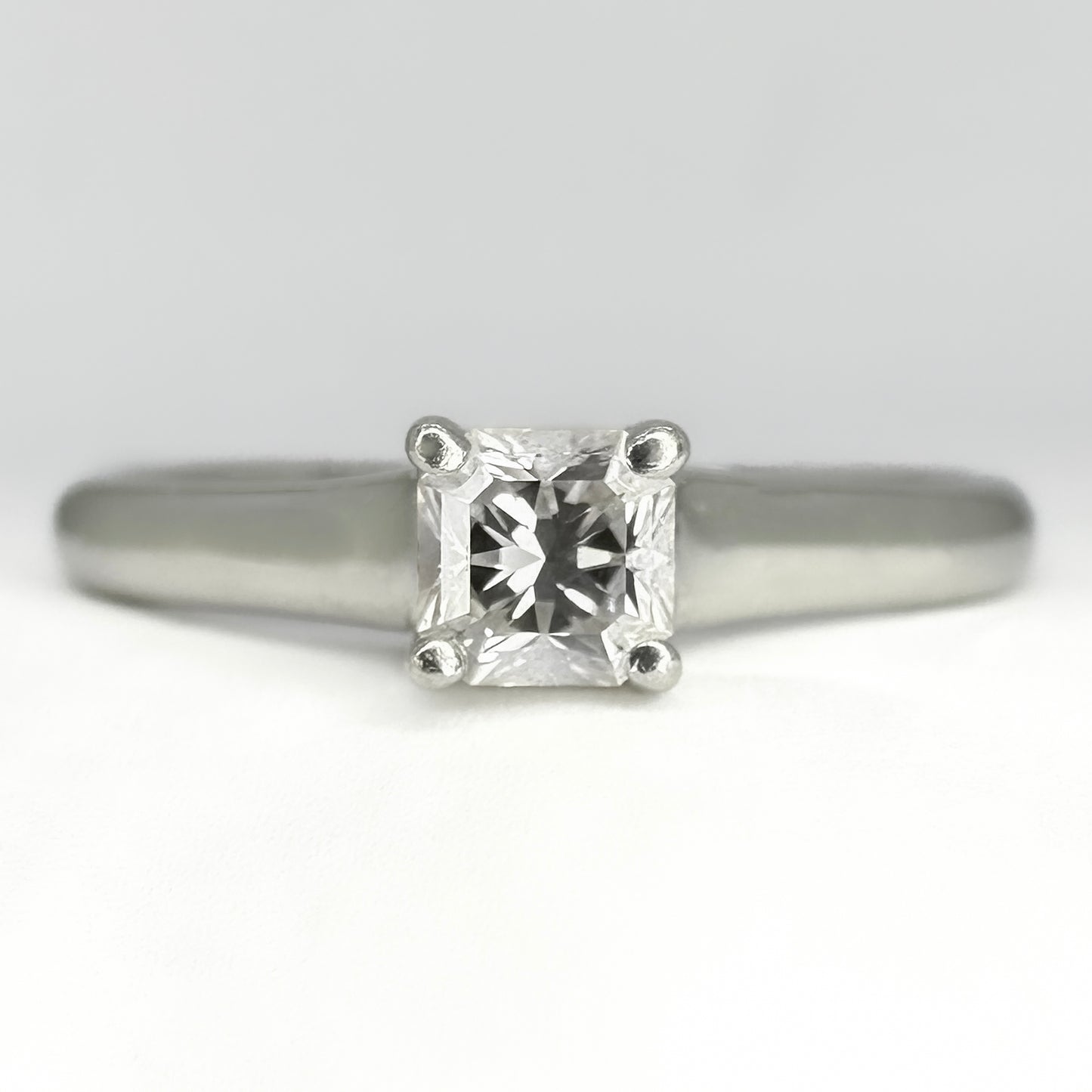 Vintage Tiffany and Co 0.31ct Princess Cut Diamond Solitaire Engagement Ring in Platinum