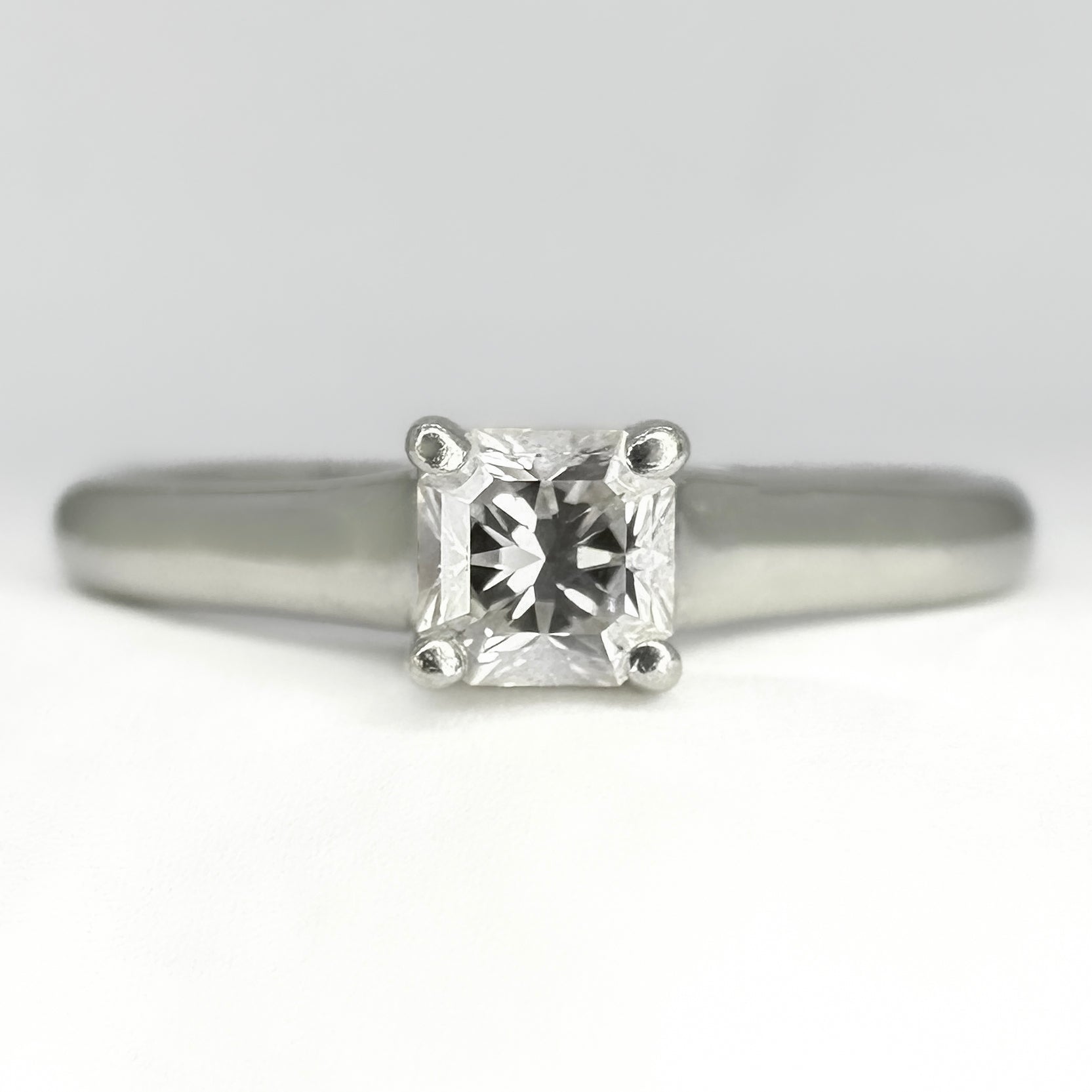 Vintage Tiffany and Co 0.31ct Princess Cut Diamond Solitaire Engagement Ring in Platinum