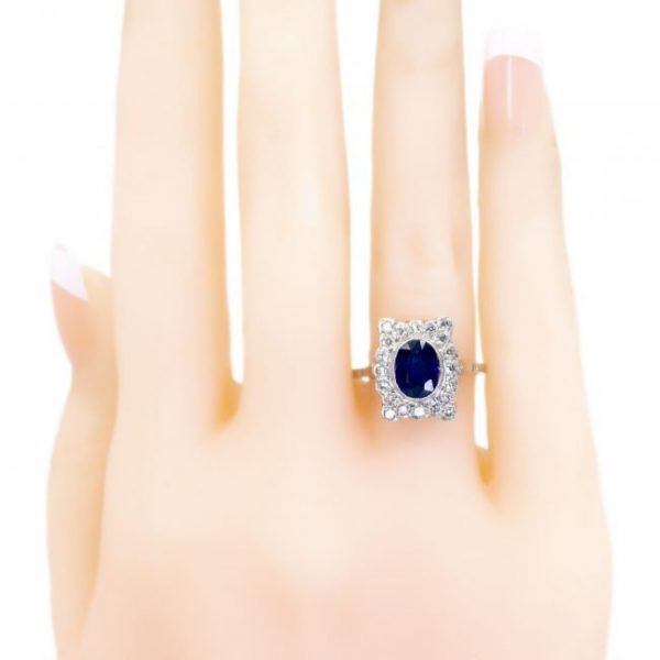 Art Deco Sapphire, Diamond and Platinum Dress Ring, 1.70 carats