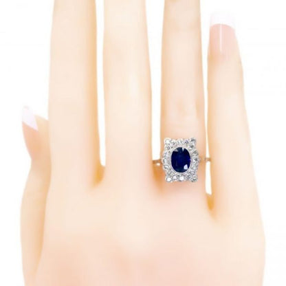 Art Deco Sapphire, Diamond and Platinum Dress Ring, 1.70 carats