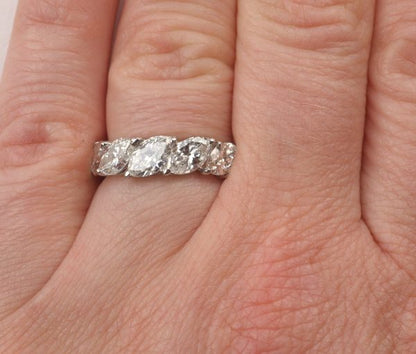 Vintage 2.9ct Navette and Baguette Cut Diamond Full Eternity Ring