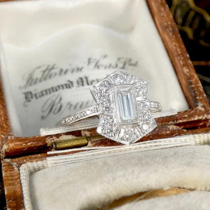 Baguette Diamond Cluster Plaque Tablet Ring