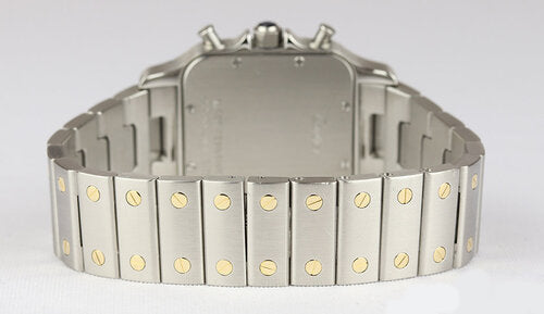 Cartier Santos Galbee Chronograph 29mm Chronoflex Steel and Gold Quartz Watch, bracelet strap with hidden clasp